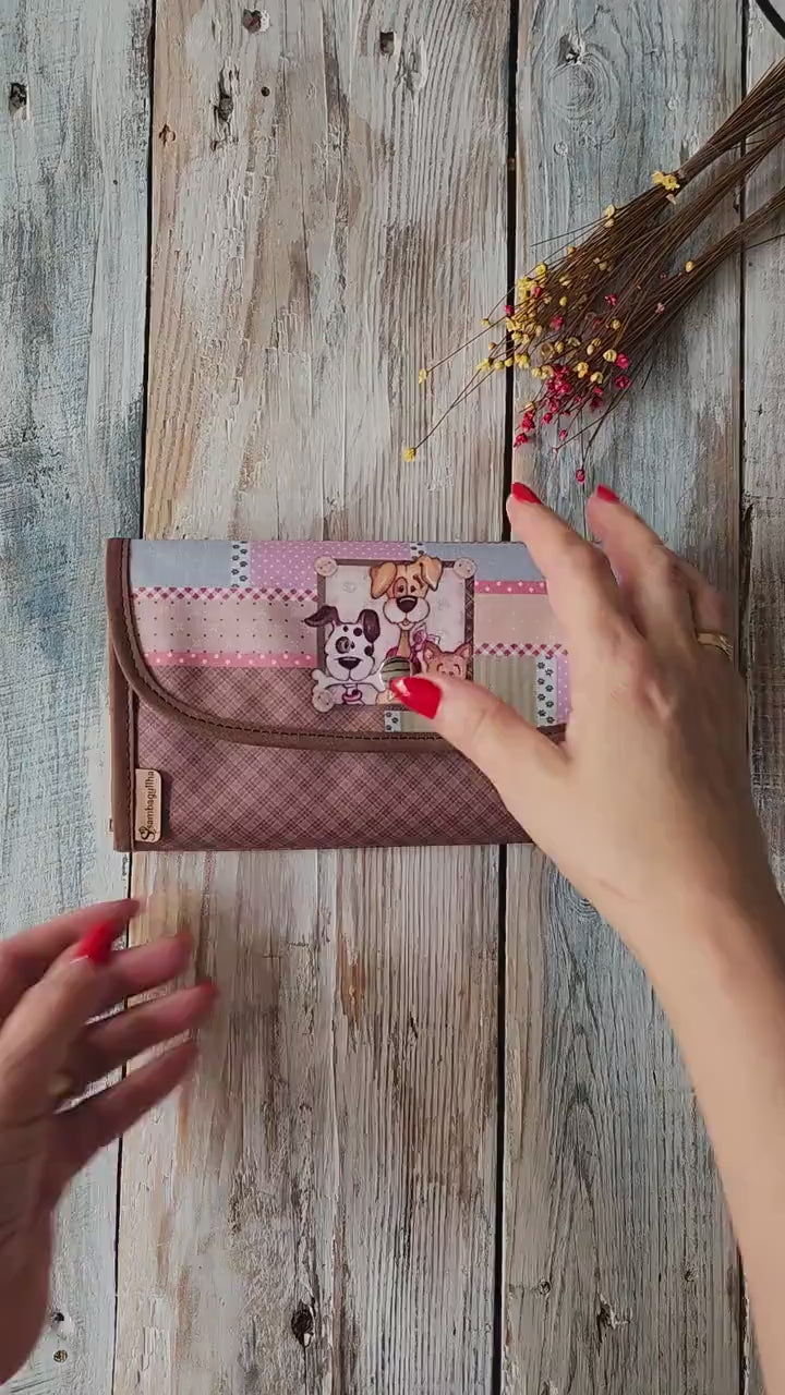 Cartera de tela con dibujos de perros, billetera de chica, tarjetero, regalo para mamá, regalo para mujeres, Clutch cartera