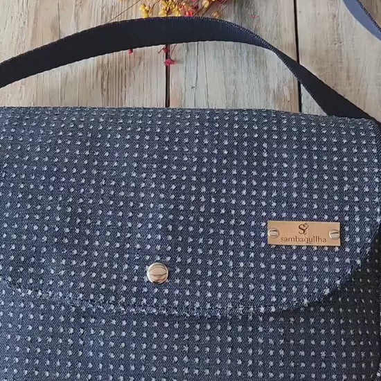 Bolso de tela vaquera para mujer,  bolso jeans, bolso de tela azul marino, bolso atemporal, bolso de correas ajustables,regalo de Navidad