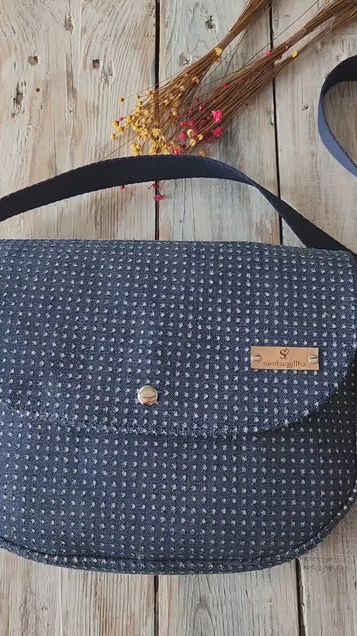 Bolso de tela vaquera para mujer,  bolso jeans, bolso de tela azul marino, bolso atemporal, bolso de correas ajustables,regalo de Navidad