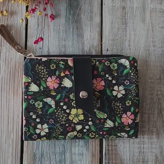 Cartera de mujer, cartera de  tela con flores, cartera de mano, billetera, tarjetero, regalo para mamá, regalo de mujeres, Clutch cartera