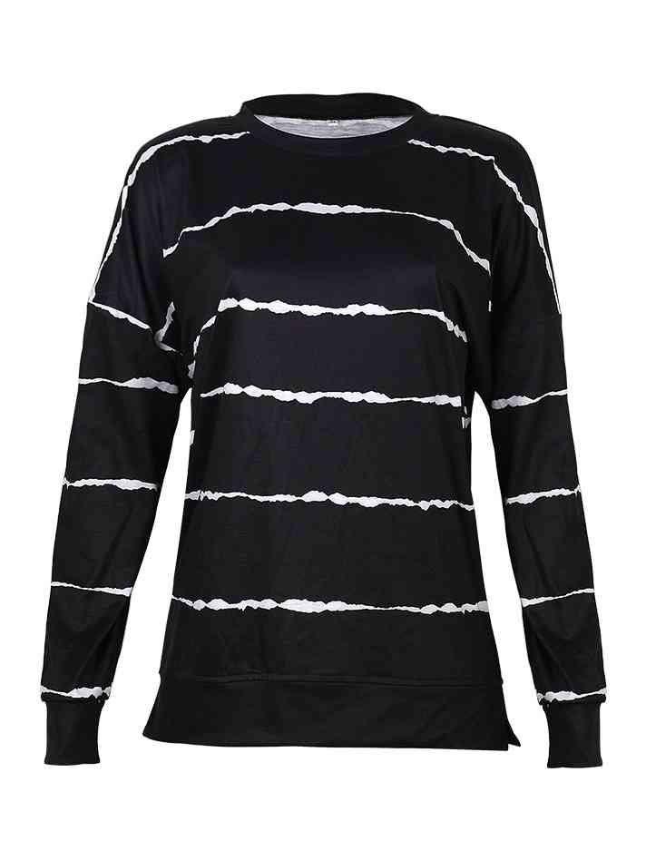 Striped Round Neck Sweatshirt