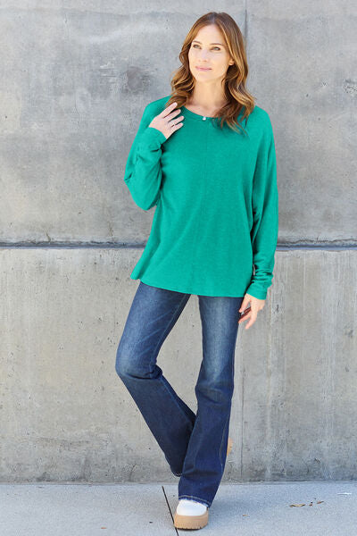 Full Size Round Neck Long Sleeve