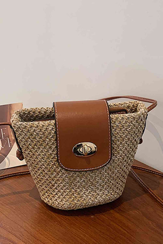 Straw Bucket Crossbody Bag