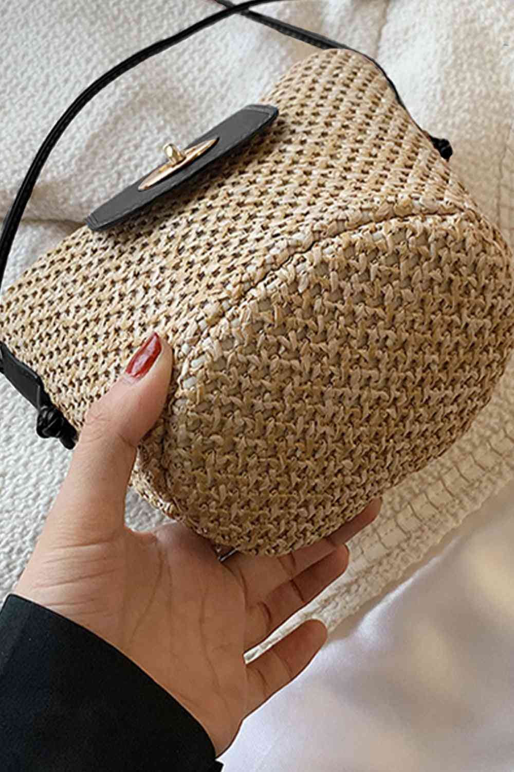 Straw Bucket Crossbody Bag