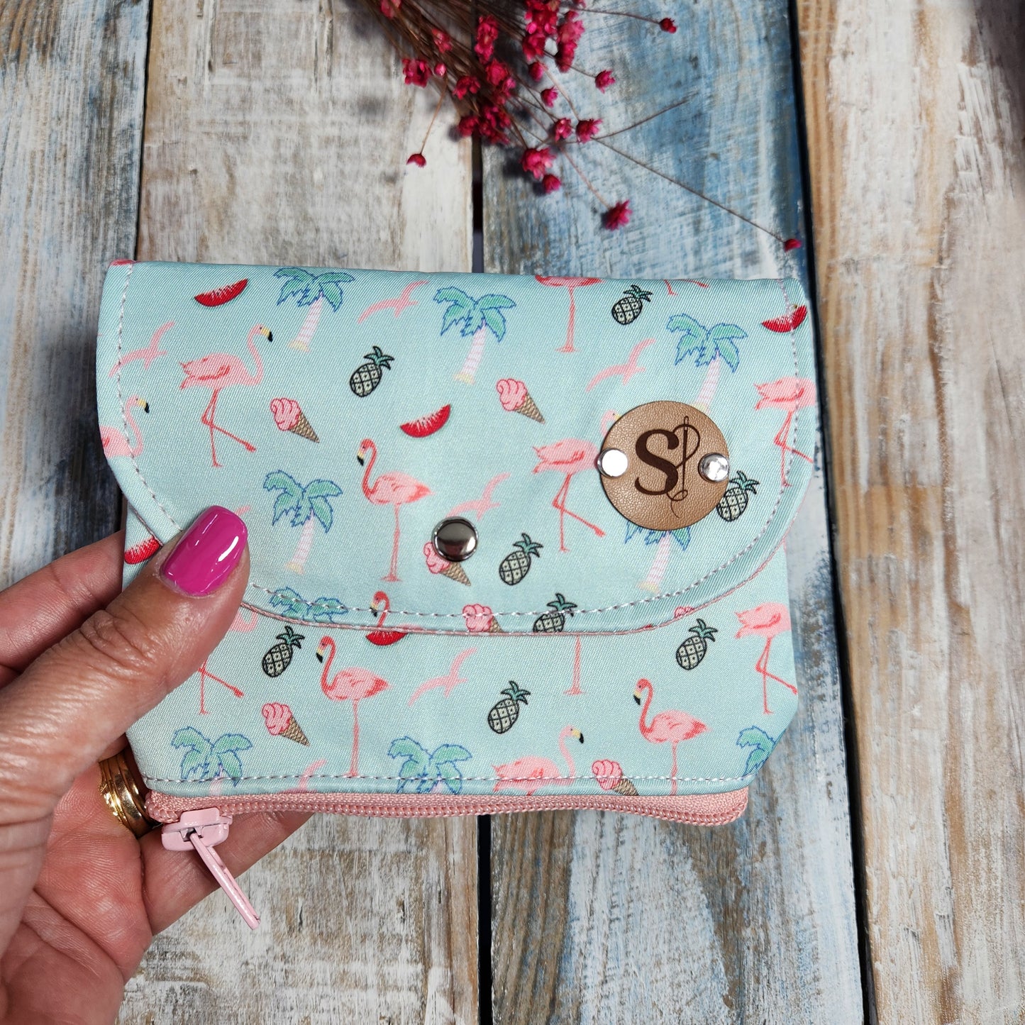 Alana wallet, flower-printed fabric wallet, turtle wallet, Flamencos card holder, Tie dye wallet.