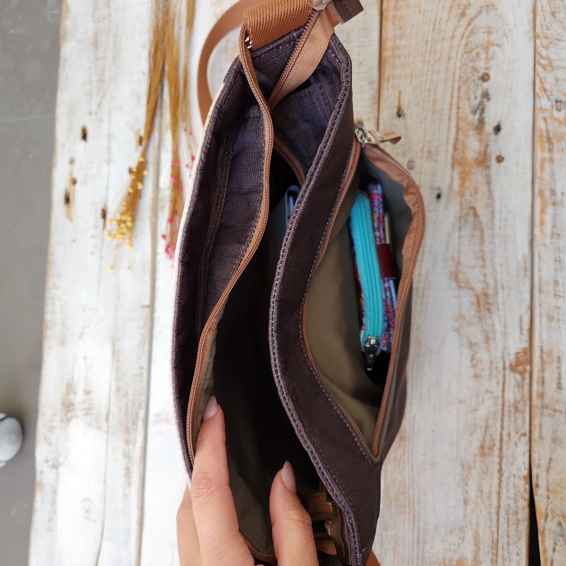Medium Crossbody bag with Vespa motorcycle design, women's fabric bag, versatile bag, bag with adjustable strap