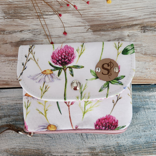 Cartera Alana, Cartera de tela estampada de flores, cartera de mano, billetera de chica, tarjetero, regalo para mamá, regalo para mujeres